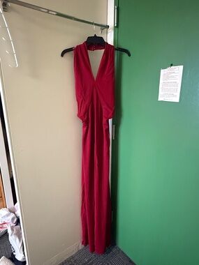 Red Sleeveless halter top maxi Dress